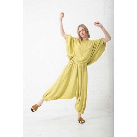 Black Crane Pants - Black Crane Xiao Linen Jumpsuit XS Oversized Slouchy Drop Crotch Harem Casual